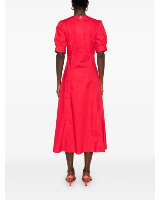 Twinset Red A-Line Midi Dress