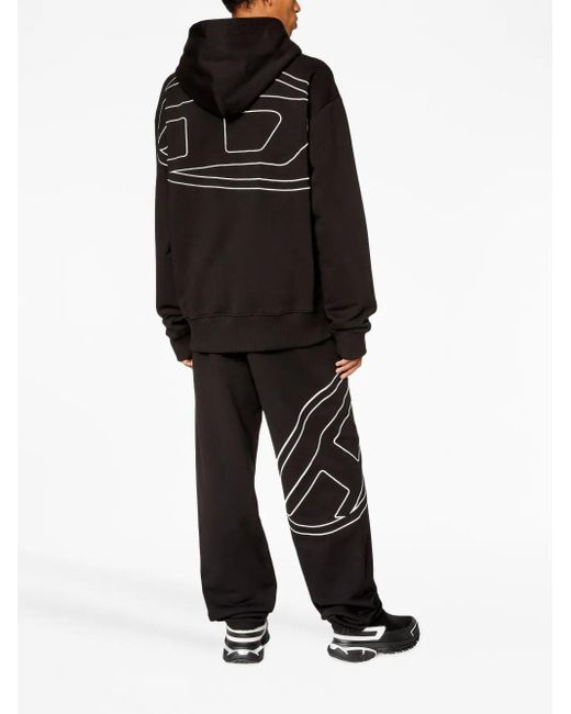 DIESEL Black S-Boxt-Hoodie With Bleached Logo for men