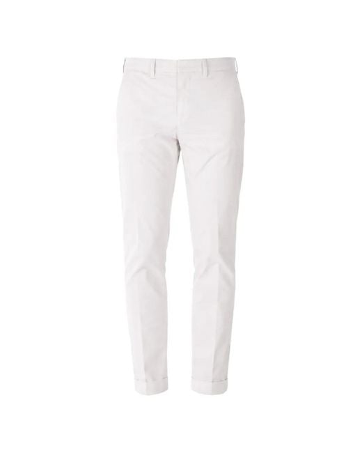 Fay White Pantalon À Ourlets À Revers Et Plis Pressés for men