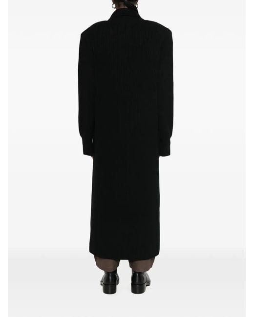 Frankie Shop Black Ribbed-Knit Zip-Up Coat
