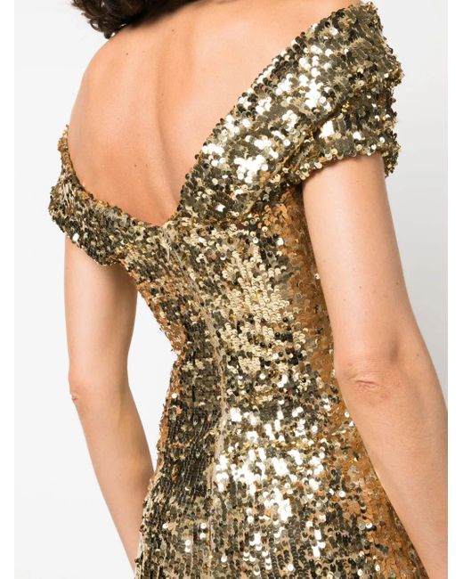 Atu Body Couture Metallic Sequin-Embellished Gown