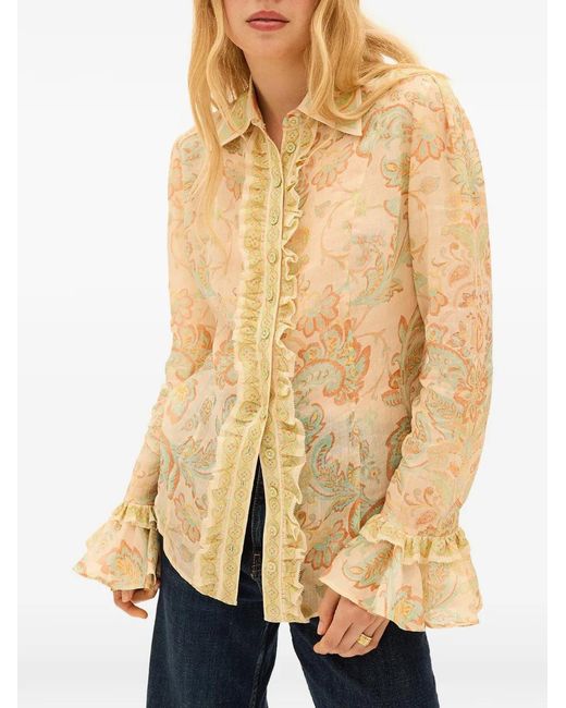 Kate Ford Metallic Frill Fiordaliso Blouse