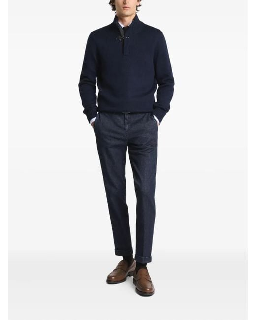 Fay Blue Elbow-Patch Sweater for men