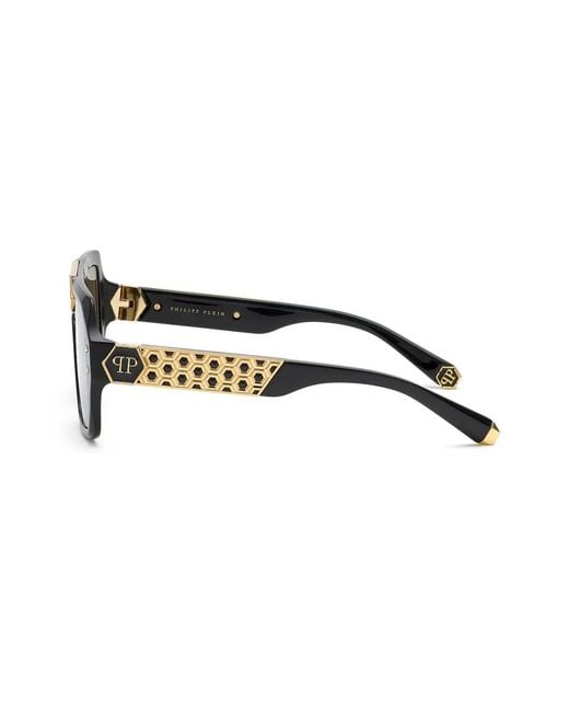 Philipp Plein Black Logo-Plaque Square-Frame Sunglasses