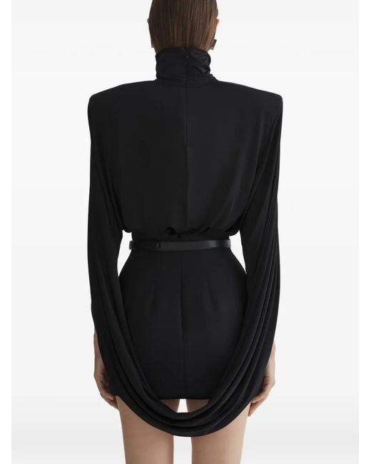 Mugler Black High-Neck Long-Sleeve Top