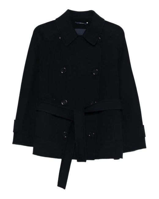 Max Mara Black Louise Double-Breasted Coat