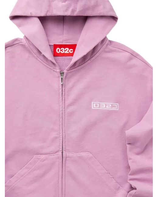 032c Pink Zip-Front Hoodie for men