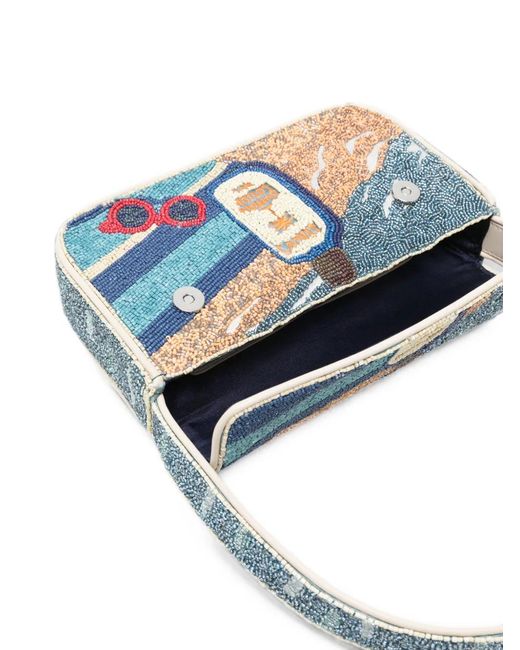 Staud Blue Bead-Embellished Tommy Shoulder Bag