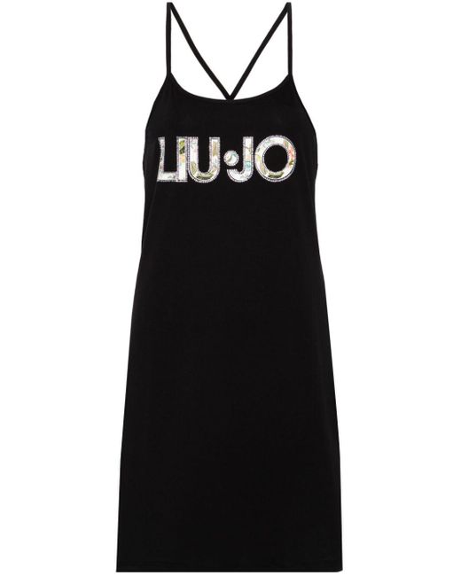 Robe courte en jersey à logo imprimé Liu Jo en coloris Black