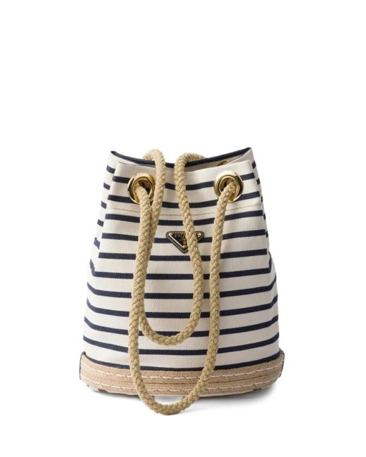 Prada White Small Mariner Bucket Bag