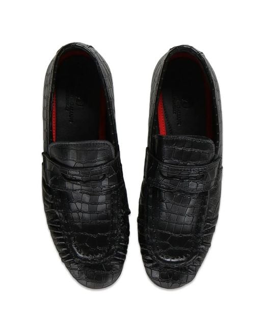 Giuliano Galiano Black Jacob Croc-Effect Leather Loafers for men