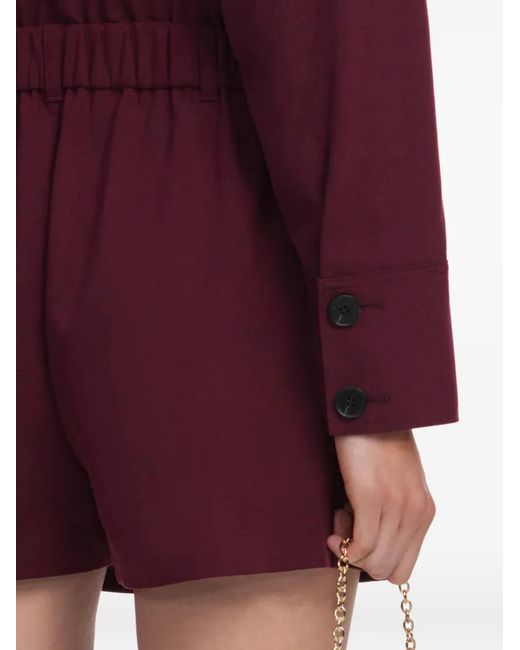 Self-Portrait Purple Tie-Neck Elasticated-Waist Mini Playsuit