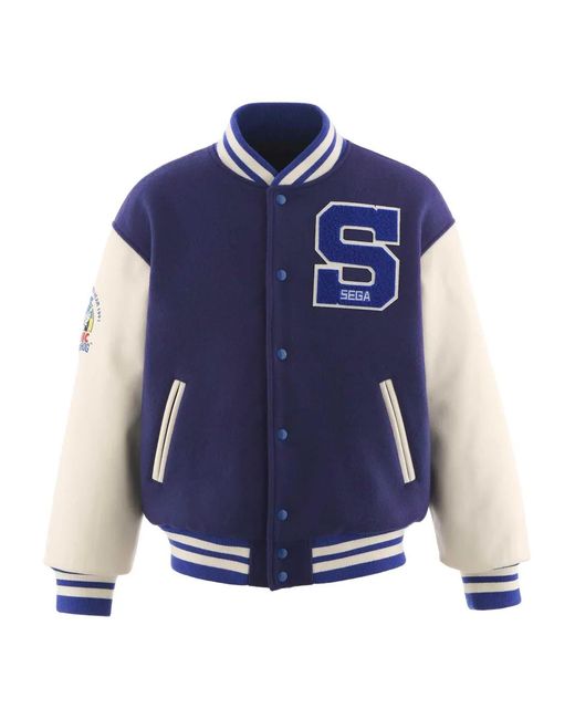 SAINT Mxxxxxx Blue Sega Appliqué Varsity Jacket for men