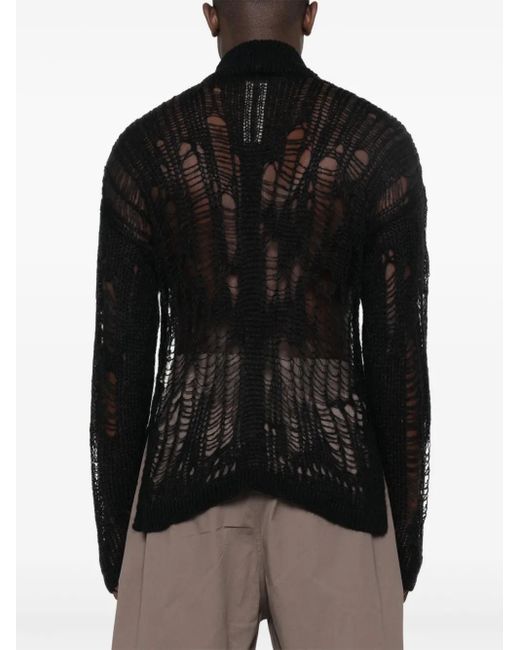 Rick Owens Black Tommy Lupetto Open-Knit Jumper for men