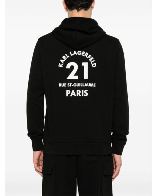 Sudadera con capucha y logo Karl Lagerfeld de hombre de color Black