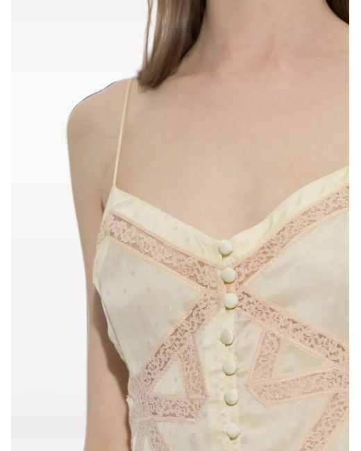 Self-Portrait Natural Lace-Trim Polka-Dot Mini Dress