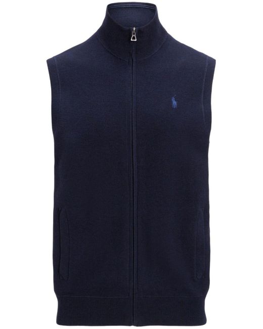 Polo Ralph Lauren Blue Polo Pony-embroidered Knitted Gilet for men