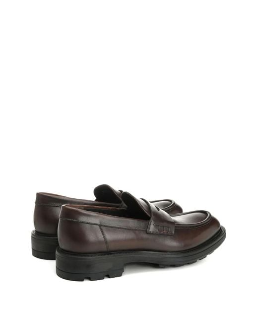 Corvari Gray Leather Loafers for men
