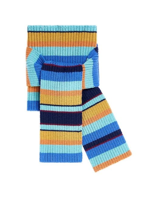 Dries Van Noten Blue Wool Turtleneck Scarf