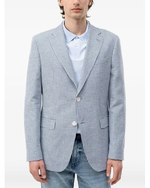 Boss Blue Houndstooth-Pattern Blazer for men