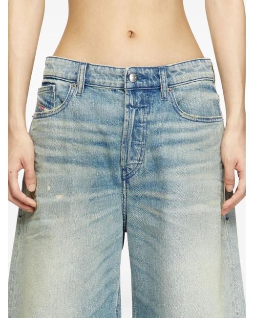 DIESEL Blue De-Sire Light-Wash Denim Shorts