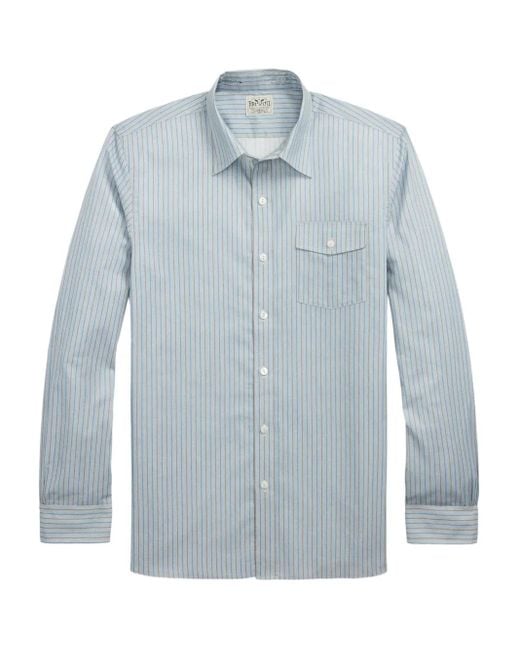 RRL Blue Eli Striped Button-Up Shirt for men