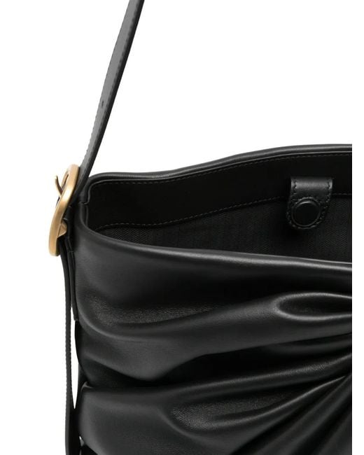 Loewe Draped Logo-Patch Shoulder Bag in het Black