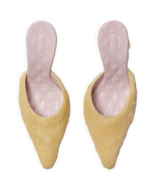 Burberry Natural Buck Haircalf Leather Mules