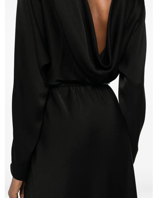 Max Mara Black Fluid Satin Mini Dress With Kimono Sleeves