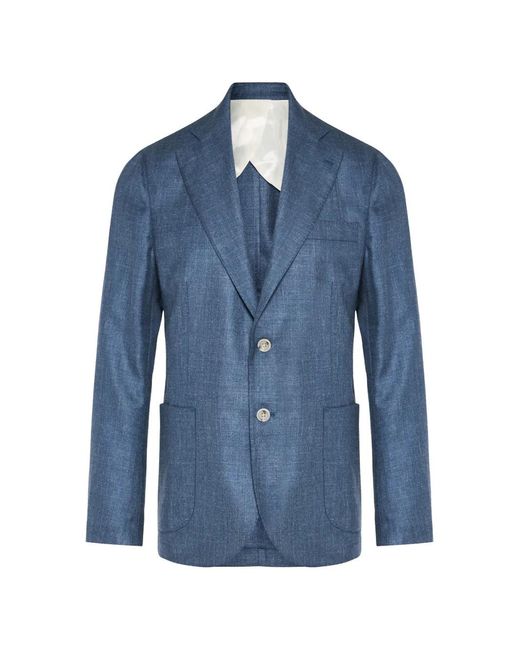 Barba Napoli Blue Buttoned Blazer for men