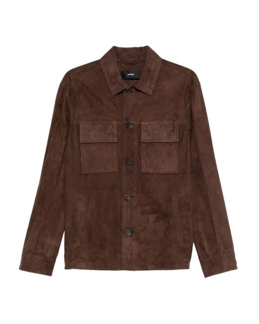 メンズ Arma Flap-pocket Suede Overshirt Brown
