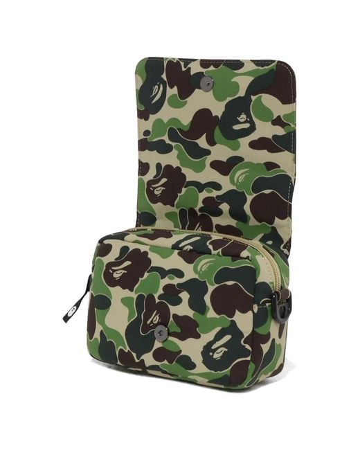 A Bathing Ape Green Abc Camo Messenger Bag for men