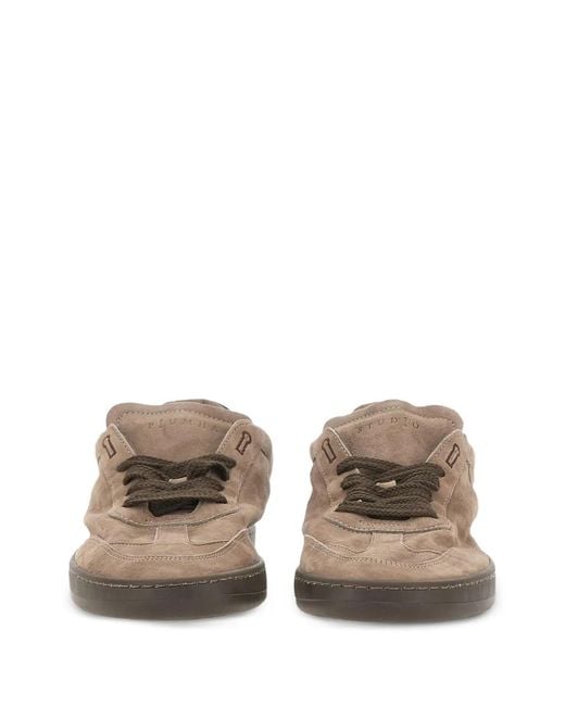 PIUMESTUDIO Brown Suede Contrast-Detail Sneakers for men