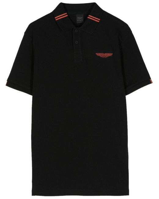 Hackett Black Aston Martin Logo Polo Shirt for men
