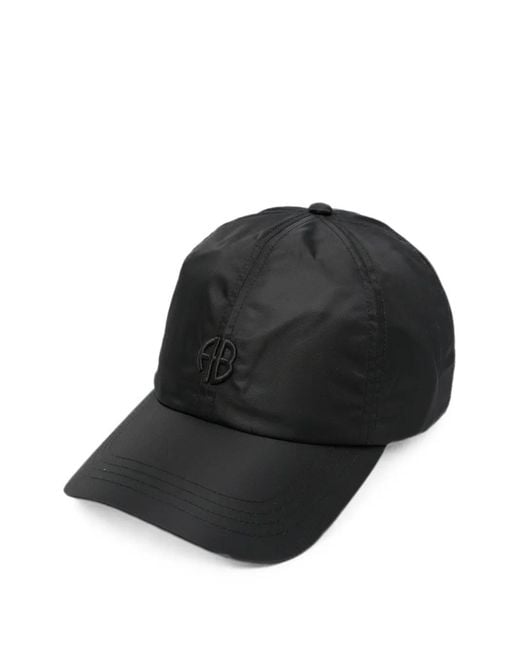 Anine Bing Black Jeremy Logo-Embroidered Baseball Cap