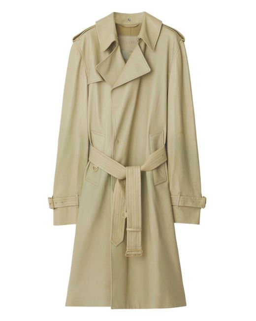 Burberry Natural Detachable-collar Leather Trench Coat