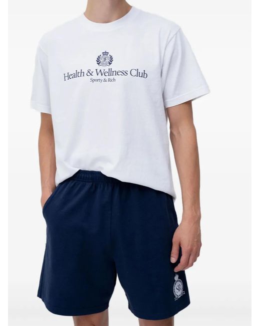 Sporty & Rich Blue Logo-Detail Pocket Shorts
