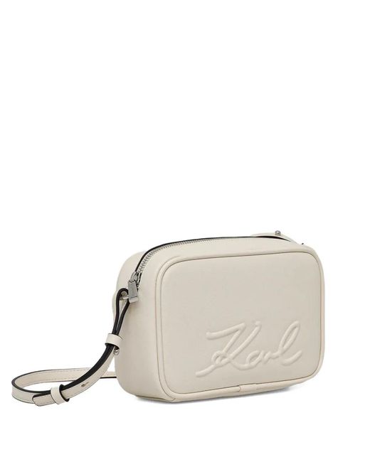 Karl Lagerfeld Natural Embossed-Logo Cross Body Bag