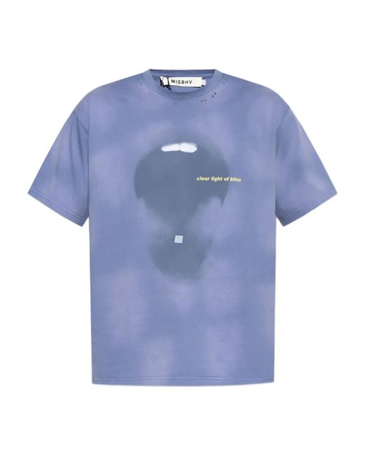 M I S B H V T-Shirt im Distressed-Look in Blue für Herren