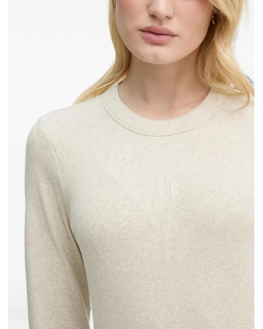 Ba&sh White Ribbed Embroidered T-Shirt