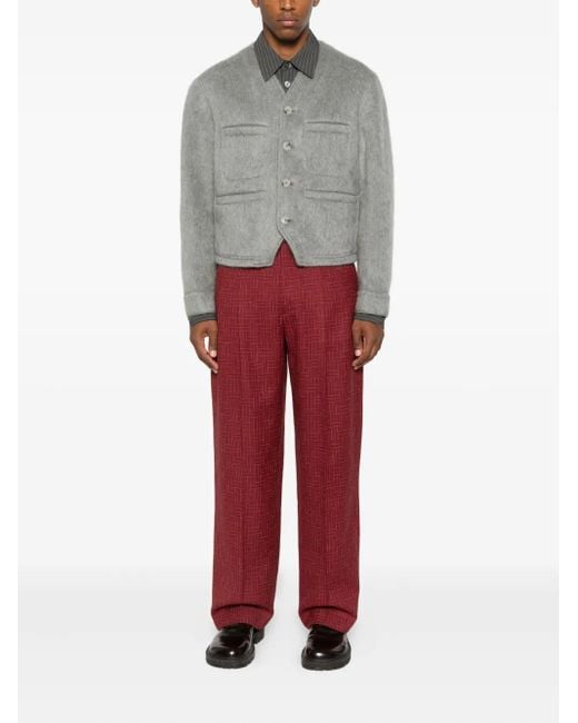 KENZO Gray Collarless Jacket for men