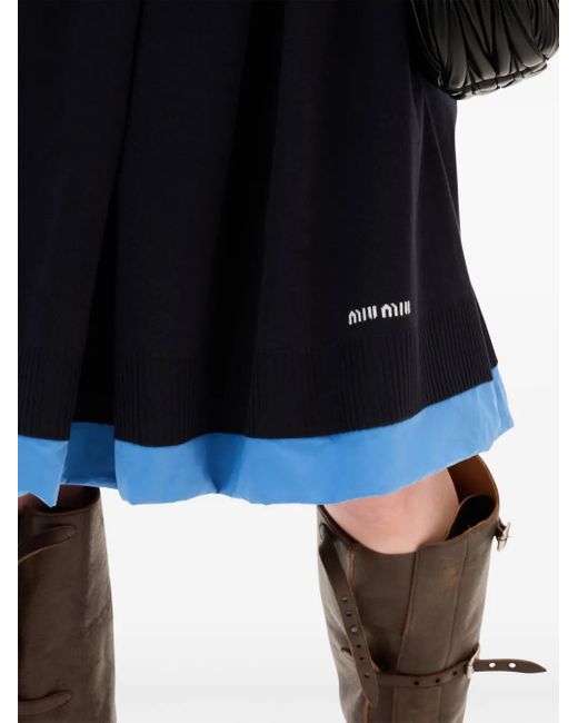 Miu Miu Silk-Cotton Mini Skirt in Blue | Lyst