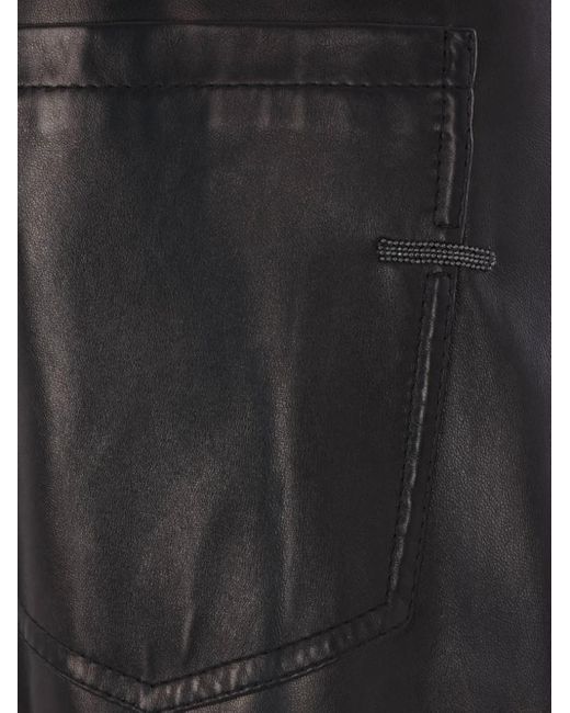 Brunello Cucinelli Gray Leather Trousers
