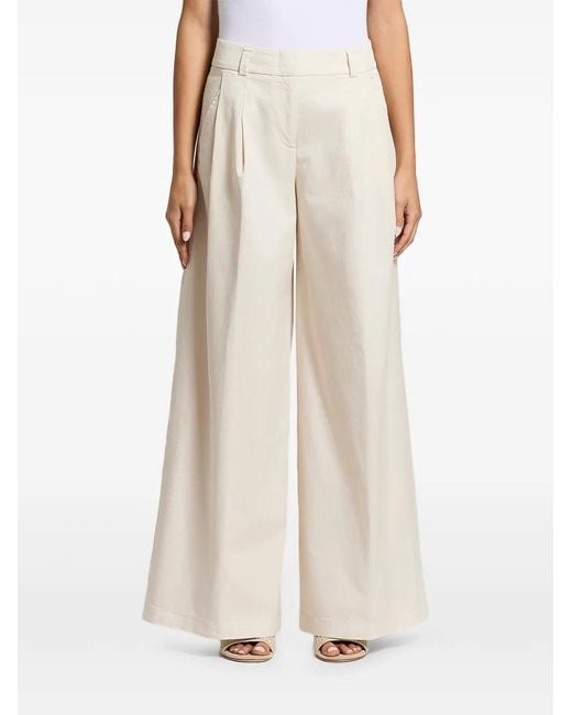 Peserico Natural Pleated Wide-Leg Trousers