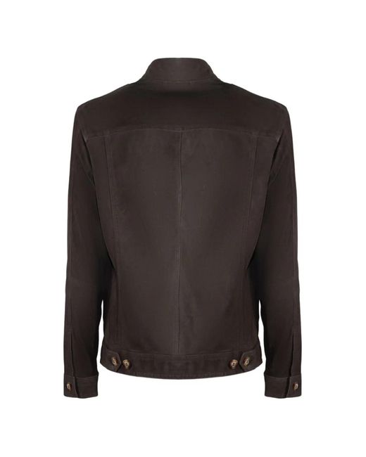 Volfagli Black Plutone High-Collar Suede Jacket for men