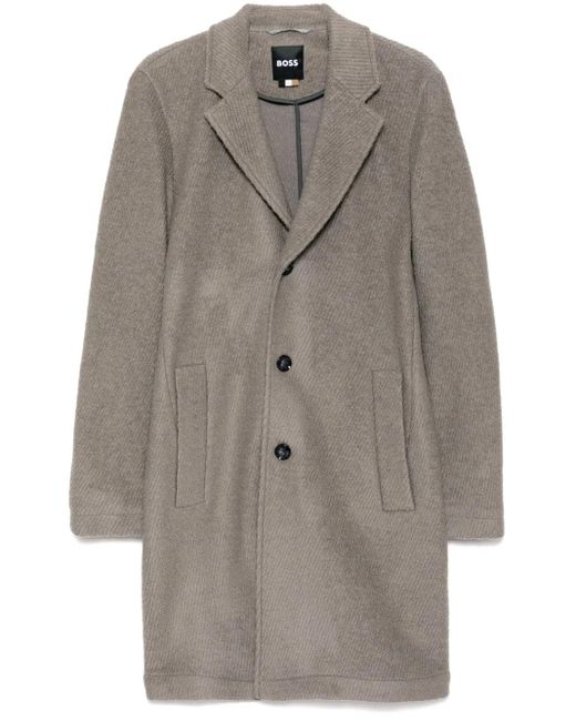 Boss Gray Single-Breasted Coat for men