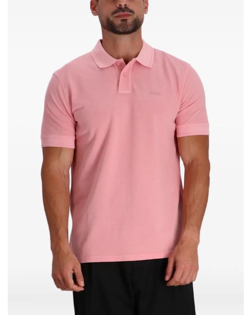 Boss Pink Cotton Polo Shirt for men