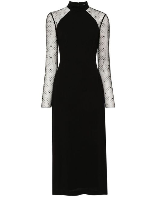 Karl Lagerfeld Black Point-d'esprit Crepe Dress