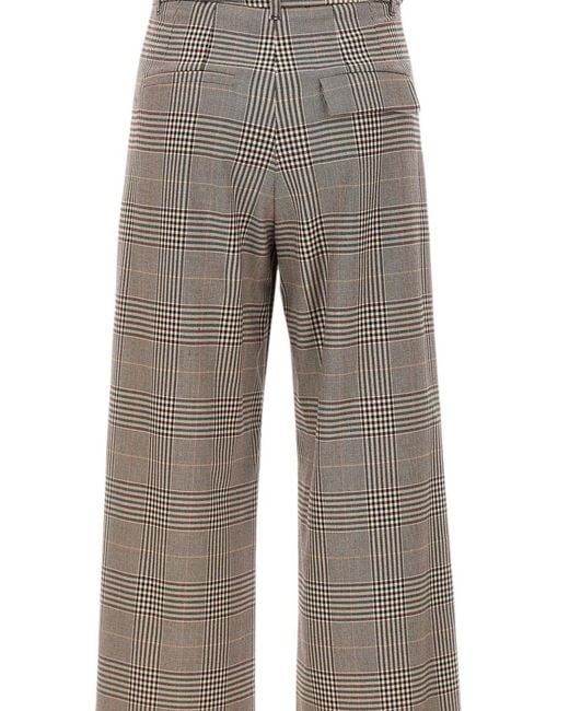 Marella Gray Check-Pattern Trousers