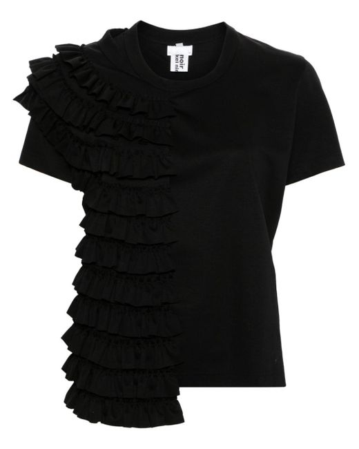 Noir Kei Ninomiya Black Ruffled-layer Cotton T-shirt